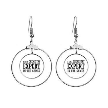 Imagem de Brincos modernos para presente Art Deco Chemistry Expert Games, pingente de argola, joia em círculo, metal, Metal, Na
