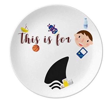 Imagem de Prato de porcelana Shark Dorsal Fin Terror Prato redondo para jantar masculino