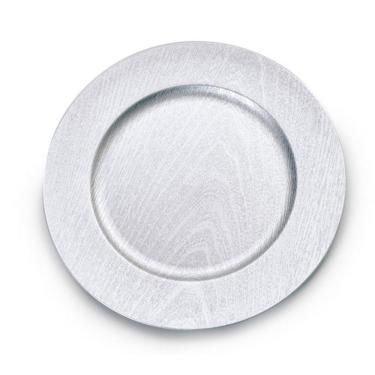 Imagem de Sousplat Mesa De Natal Efeito Madeira 33Cm Prata