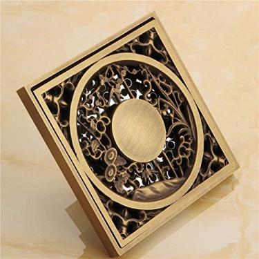 Imagem de Cobertura de piso do banheiro de cobre quadrado ralo do piso do chuveiro Casa do hotel Filtro da pia da banheira com tampa removível Acessórios do chuveiro para banheiro Lavanderia Jardim Cozinha ao ar livre