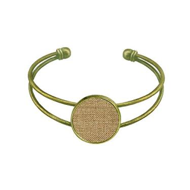 Imagem de Pulseira Tawny de malha de linho de juta com estampa de ilustração nova, bracelete retrô de punho aberto