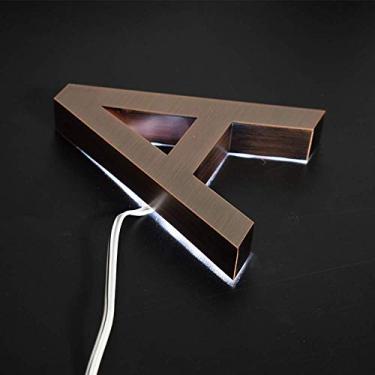 Imagem de Placa de LED flutuante 3D de 12,7 cm, número 0-9 letra ABC luzes rosa brancas brilhantes retroiluminadas, placa de metal ao ar livre à prova d'água placa de porta de hotel digital endereço acrílico de aço inoxidável