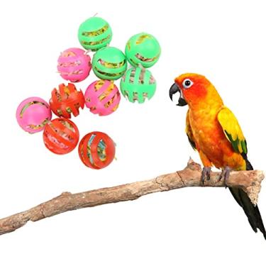 Imagem de Brinquedo de pássaro colorido 10 peças de brinquedo papagaio de estimação bola de pássaro brinquedo colorido oco papagaios de pelúcia bolas forrageamento para papagaios Budgies periquito calopsita