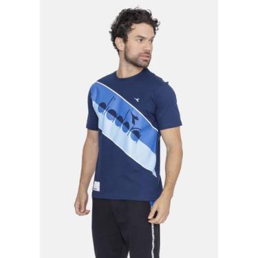 Imagem de Camiseta Diadora Two Tone Stripe Azul Marinho
