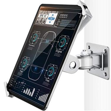 Imagem de AboveTEK Suporte de parede para tablet – Serve para tablets de 18 a 28 cm, incluindo iPad, Galaxy Tab, Ardósia, Fire e mais – Trava e chave de segurança antirroubo – Suporte giratório articulado para