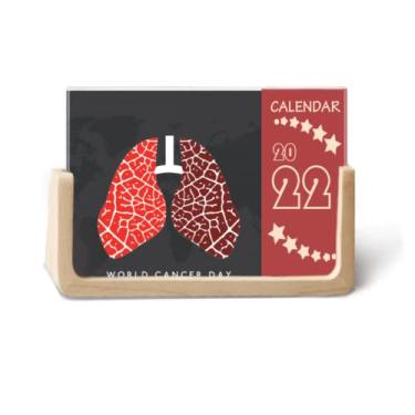Imagem de Agenda de mesa com logotipo, estampa de pulmão, Dia Mundial do Câncer 2022, 12 meses