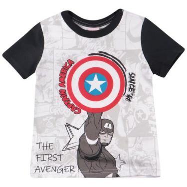 Imagem de Camiseta Manga Curta Infantil Capitão America Branco - Marvel - Disney