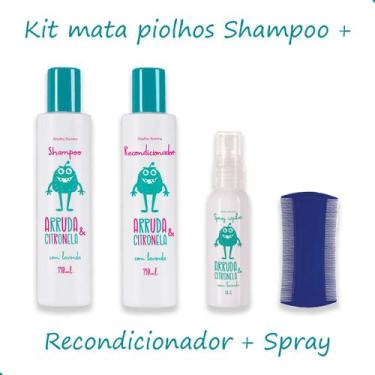 Imagem de Kit Shampoo Condicionador Spray Antipiolhos Arruda Citronela Lavanda -