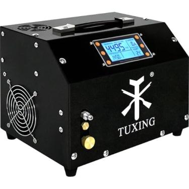 Imagem de Compresor de aire PCP TUXING de 4500psi,versión con pantalla LCD,parada automática,sin aceite ni agua,bomba con sistema de drenaje y transformador incorporado para rifles y pistolas de aire comprimido