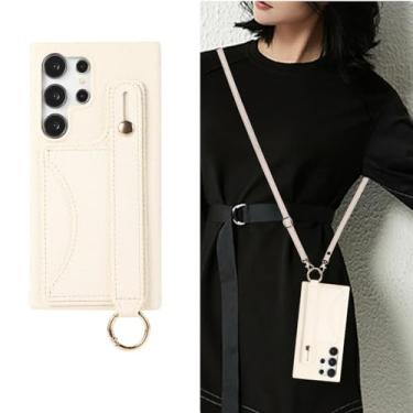 Imagem de Pulseira com suporte para cartão Crossboby Phone Case para Samsung Galaxy S24 S22 Ultra Plus S23 FE A15 A25 A35 A55 A24 A34 A54 A14, branco, para Galaxy A34 5G