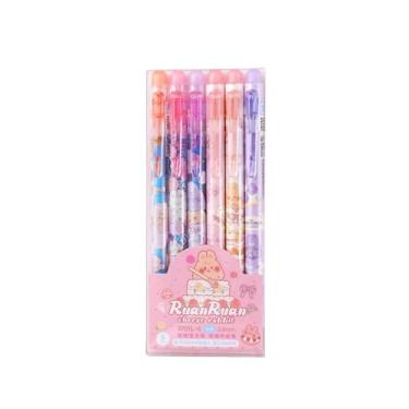 Imagem de Joucien 6 peças/caixa - Caneta neutra com botão apagável de 0,5 mm com desenho animado apagável a quente - azul - pacote com 6