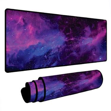 Imagem de Mouse Pad Gamer Deskpad Speed Extra Grande Profissional com Borda Costurada (90x40) - Universo Roxo