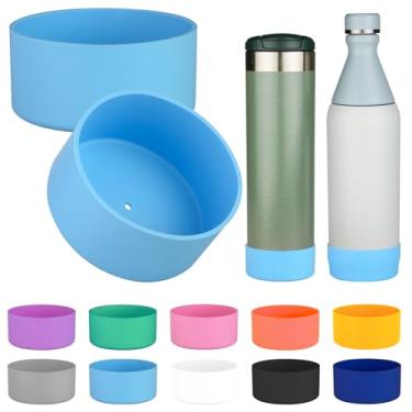 Imagem de 2 peças de bota de silicone para garrafa Stanley All Day Slim Bottle 590 g, capa protetora antiderrapante para garrafa Stanley AeroLight Transit (azul celeste)