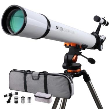 Imagem de Starboosa Telescópio de abertura de 70 mm e distância focal de 700 mm - Telescópio refrator de astronomia profissional para iniciantes - com suporte para telefone, tripé inoxidável, bolsa, lente