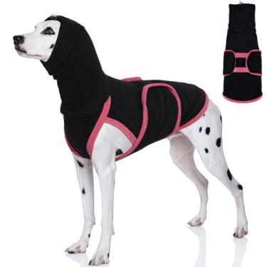 Imagem de DENTRUN Colete calmante para cães para alívio da ansiedade com envoltório de orelha, capuz macio para cães com cancelamento de ruído, protetores de ouvido para firwork, confortável de inverno, suéter