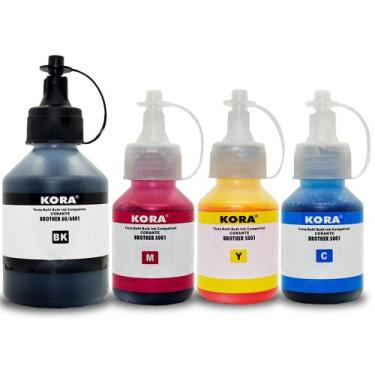 Imagem de Kit 04 Refil de tinta BT5001 e BTD60BK Inktank para Brother MFC-T810W 