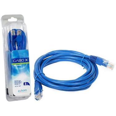 Imagem de Cabo de Rede Ethernet Lan Rj45 Cat5e Azul 5 Metros - Exbom