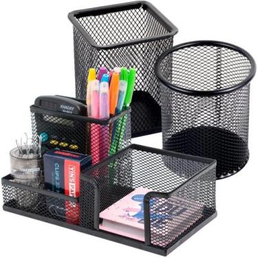 Imagem de Kit Organizador Home Office c/ 3 Porta Treco Porta Lápis Clips - Gv Of