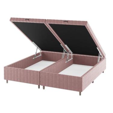 Imagem de Base de Cama Box Queen Vision com Baú Turkey/Rose - Vian, Rosa, Modern