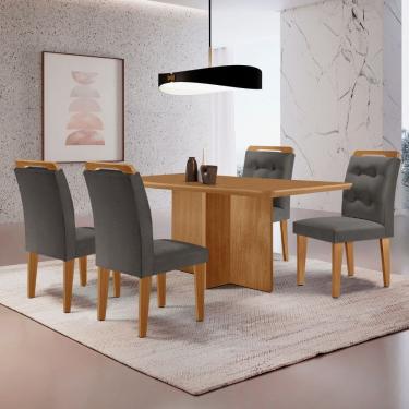 Imagem de Mesa Olimpia 120 MDF canto copo e com 4 Cadeiras Carol