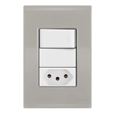 Imagem de Conj 1 Simples + 1 Tomada 20A Tramontina Liz Fendi / Branco