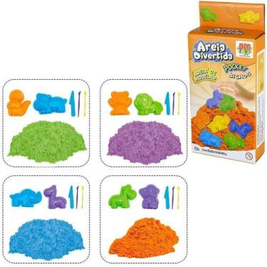 Imagem de Areia Modelar Divertida 150G 2 Moldes Pocket + 3 Acessorios - Dm Brasi