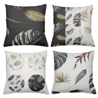 Imagem de Kit 4 Almofadas Decorativas Cheias 40x40cm Folhas - Deluzz