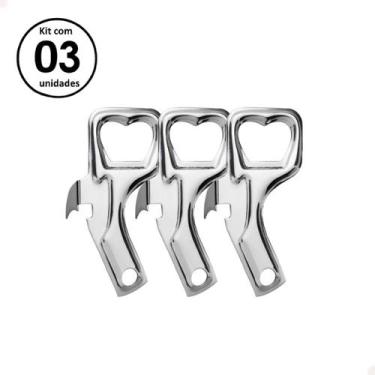 Imagem de Abridor Multiuso Garrafa Lata Combinado Inox Manual Kit Com 3 - Vidal