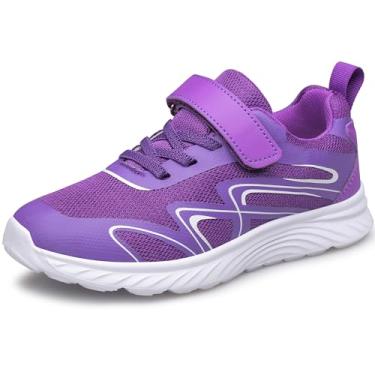 Imagem de AMANSSE Sapatos para meninos e meninas tênis infantil atlético corrida escolar para bebê/criança pequena/criança grande, Roxa, 4 Big Kid