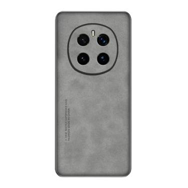 Imagem de HAO RIYLN Capa ultrafina para Honor Magic7/Magic7Pro, capa de telefone comercial leve de luxo com proteção de câmera, capa de couro retrô, cinza, Magic7Pro