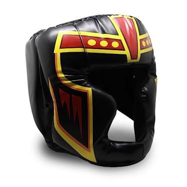 Imagem de TRAINED Capacete de boxe preto S/G para treinamento de MMA, kickboxing, Muay Thai, Sparring, Karate e Taekwondo Headguard.