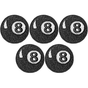Imagem de Ranger Return Conjunto 5 de mini 8 bolas pequenas e fofas de bilhar sinuca retrô logotipo emblema decalque reparo decorativo fantasia aplique costurar ferro em remendos bordados - preto