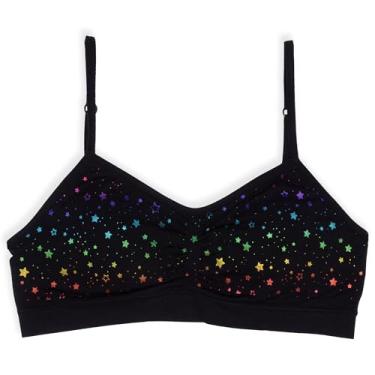 Imagem de Maidenform Sutiã cropped franzido para meninas, Estrelas minúsculas pretas, XX-Large