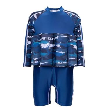 Imagem de ELUCKFACE Roupa de banho flutuante infantil para bebês de 1 a 8 anos, Azul escuro, 2-3T