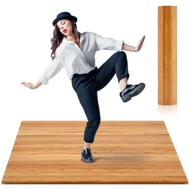 Imagem de Drydiet Tapete, tapete de dança, tábua, portátil, 97 x 122 cm, feito de bambu sólido de 8 mm de espessura com feedback de som claro, portátil e resistente, tapete de pista de dança, piso de exercício,