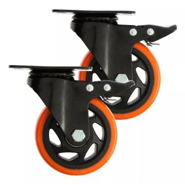 Imagem de 2 Rodas Giratória Rodizio Com Trava Rodinhas Reforçada 70mm 3 Polegada