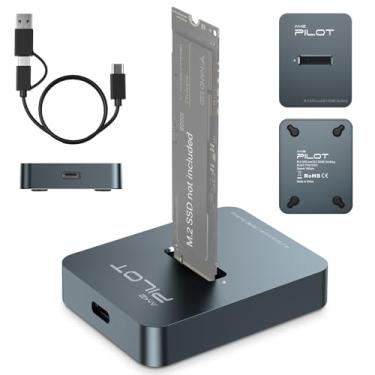 Imagem de AMZPILOT Estação de ancoragem M.2 NVMe e SATA para USB C, adaptador de leitor M.2 SSD para USB A C para M.2 (chave M, chave B+M) NVMe e SATA NGFF SSD Dock, tamanho para 2280 2260 2242 2230 gabinete - liga de alumínio