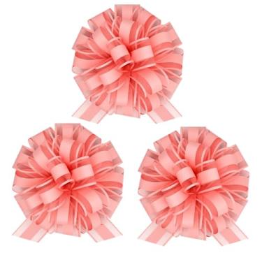 Imagem de Laço grande de 20,32 cm para bicicleta, laço rosa e laço de fita torna o laço grande perfeito para presente realmente gigante ou carro de brinquedo, 3 laços instantâneos para grandes presentes de Natal