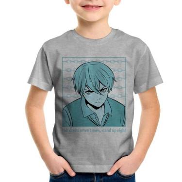 Imagem de Camiseta Infantil Fall Down Seven Times, Stand Up Eight - Foca na Moda