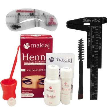 Imagem de Henna Makiaj Sobrancelha Com Kit Designer Paquimetro Pincel Duplo e 6 