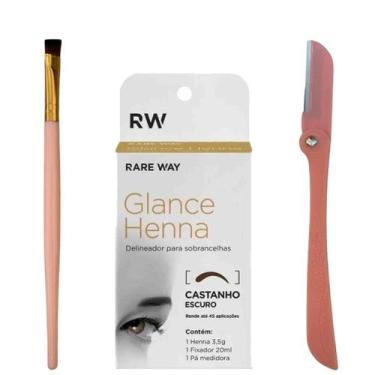 Imagem de Kit Henna Glance Profissional Sobrancelha Pincel Navalha - Rare Way, C
