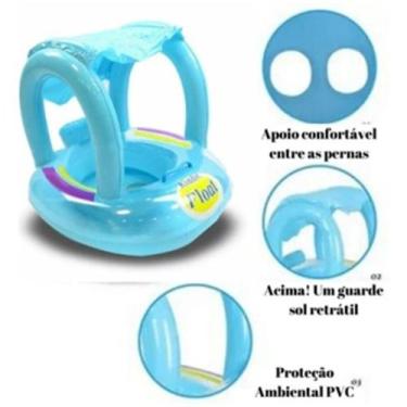 Imagem de Boia Bote Bebê Infantil Cobertura Inflável Crianças com Assento Proteç