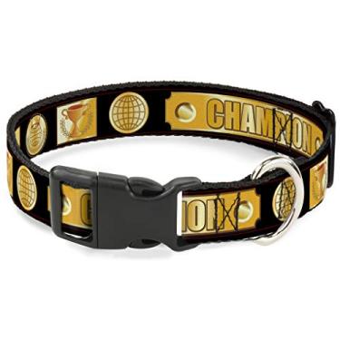 Imagem de Coleira de gato Breakaway Champion Belt Icons Black Golds 15 a 23 cm 0,5 polegadas de largura