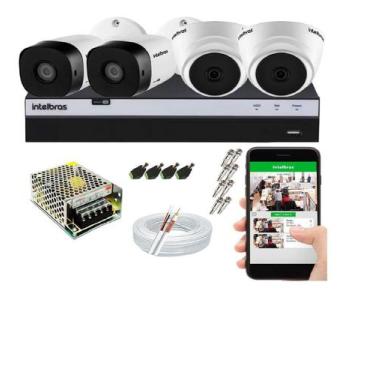 Imagem de Kit Cftv 4 Câmeras Segurança Intelbras 720p + Dvr Mhdx 3104
