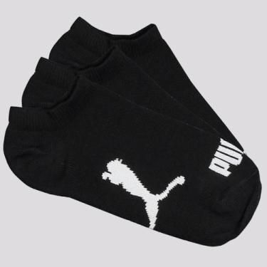 Imagem de Kit Meia Puma Sapatilha 3 Pares Infantil Preta, 25-28