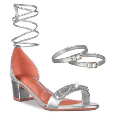 Imagem de Sandalia Feminina Salto Baixo Metalizada A346 - Takata, Prata, 35