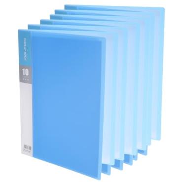 Imagem de M&G Fichário de 10 bolsos com mangas de plástico PP A4 (azul), pacote com 6 pastas artísticas com protetores de folha transparentes, exibe 20 páginas para organizar documentos, 310 x 235 x 10 mm
