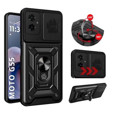 Imagem de Capa Capinha Case Armor Anti Choque Ring Luxo Para Moto G55 (Tela 6,49) + Anel Giratório + Proteção De Câmera - Proteção Militar