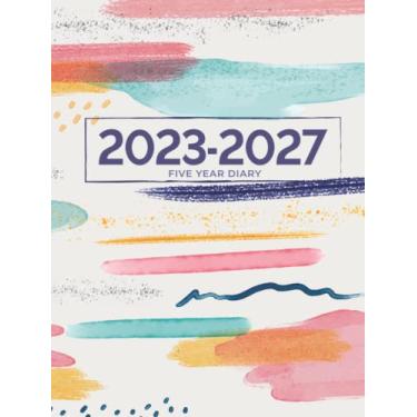 Imagem de 5 Year Diary 2023-2027 | A4 Abstract Watercolour Hardcover: Month to View Planner with UK Holidays, Vision Board, Moon Phases, Birthdays and Celebrations