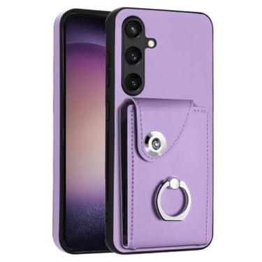 Imagem de LEMAXELERS Capa para OnePlus 13, 1+ 13 capa carteira com design de suporte de cartão rotação de 360° anel suporte botão de pressão capa protetora à prova de choque para OnePlus 13. Roxo YBK